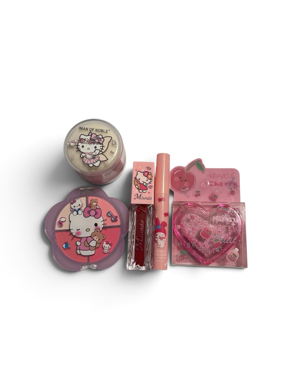 Sanrio Hello Kitty and HudaMoji Cute Pink Makeup Set 5-Piece Collection